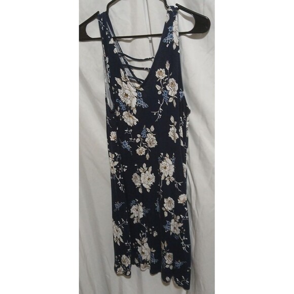 Maurices Blue With Floral Print Women's Sleeveless Dress  Size L Boho Cottage - Picture 1 of 8